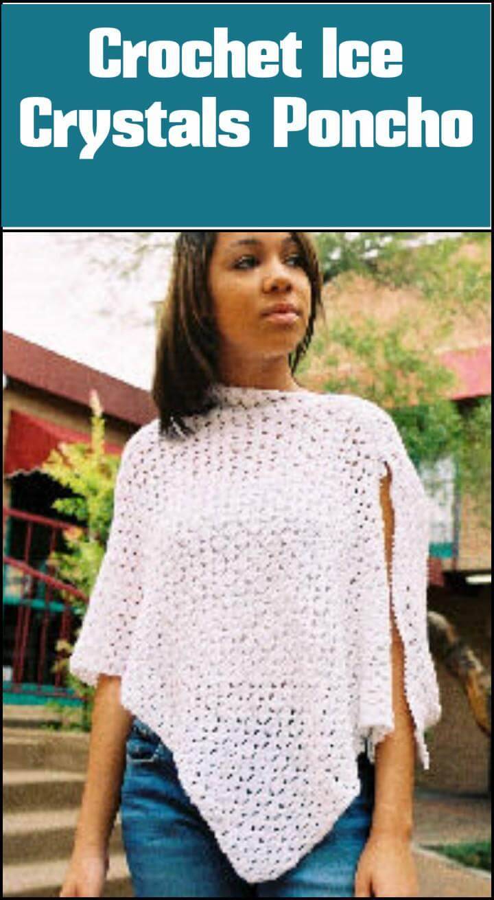 free crochet ice crystals poncho pattern